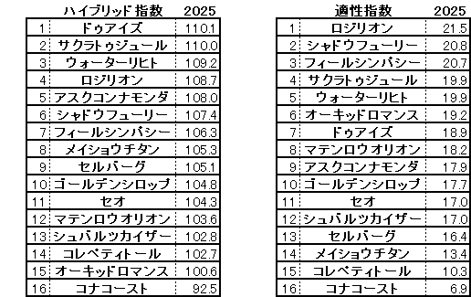 2025　京都金杯　HB指数